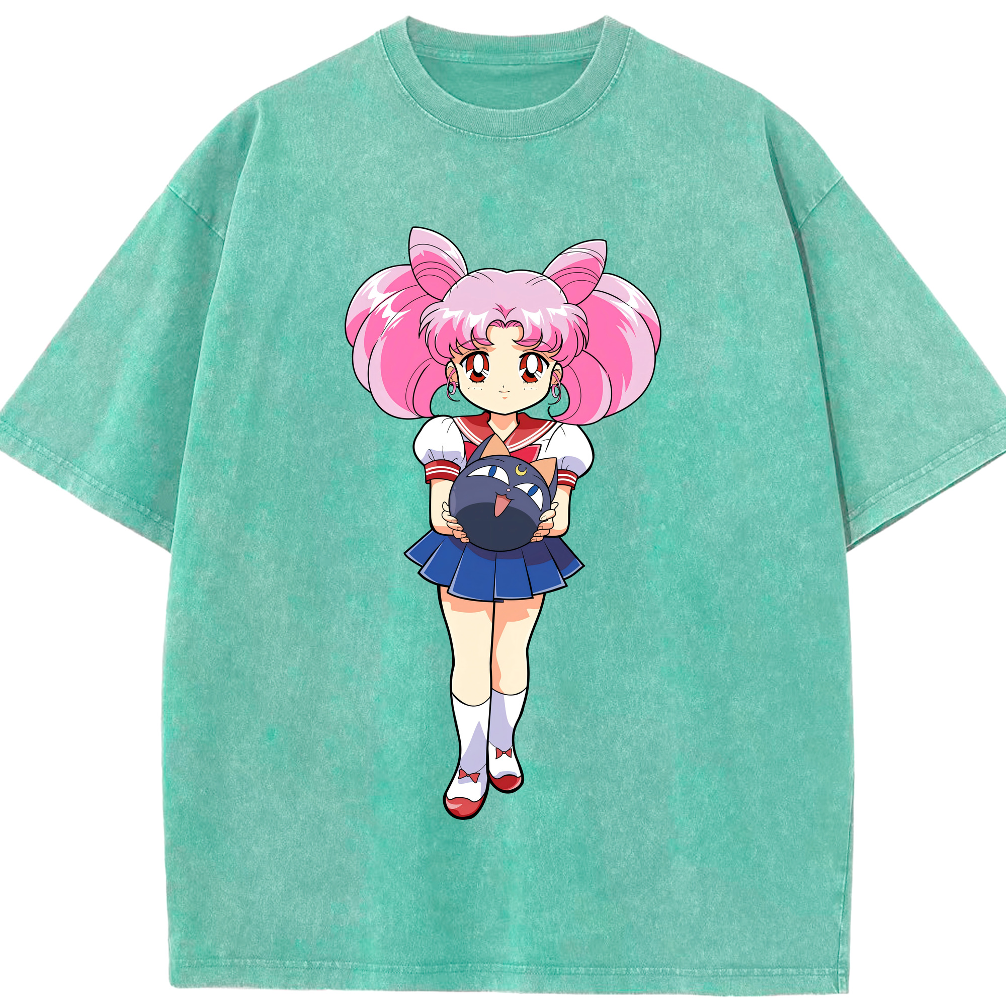 （画像用） 美少女戦士セーラームーン ちびうさ Sailor Moon Chibiusa Tsukino Usagi Small Lady Serenity 綿100% ヴィンテージ風 半袖Tシャツ（フロントプリント）